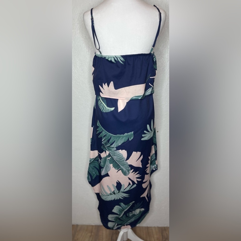 Summer Adjustable Spaghetti Strap Ruffle Split Beach Tropical Maxi Dress Small - Picture 4 of 13